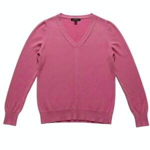 Banana Republic 100% Merino Wool Sweater Barbie Pink Large Barbiecore V Neck